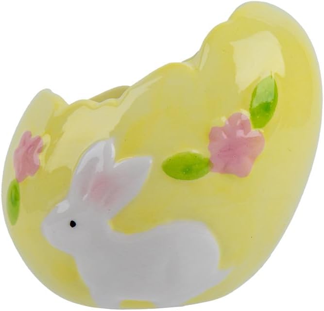 Daiso Easter Ceramic Egg Planter - Yellow - Image 3